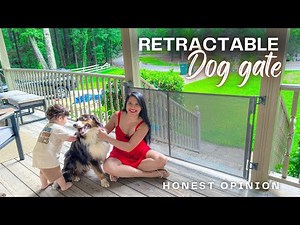 Retractable dog gate easy to install and keep your pet and kid safe