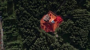 Telecommunication tower of cellular aerial view. Base Station or Base Transceiver Station. Wireless Communication Antenna Transmitter. Telecommunication tower with antennas TV 4G 5G