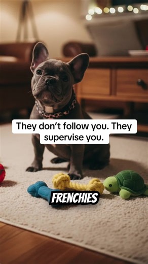 They don’t follow you. They supervise you. Clingy French bulldog Frenchie follows everywhere Velcro dog Frenchie French bulldog attachment Frenchie owner problems #Frenchie #FrenchBulldog #FrenchieLife #DogTok #FunnyDogs