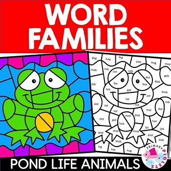 Color by Code Phonics Word Families Coloring Pages SPRING POND LIFE