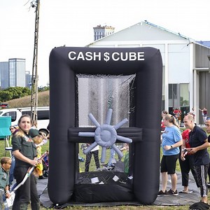 Sayok 5.9x8.2ft Inflatable Cash Cube Booth (without Blower), Black Inflatable Money Grab Machine for Advertising Promotion Event Party