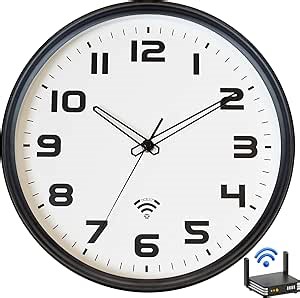 OCEST 12Inch WiFi Wall Clock with Auto Sync Time & DST, Easy to Read, Large Digital Display, Silent Battery Operated Wall Clock for Living Room Bedroom School Office Kitchen