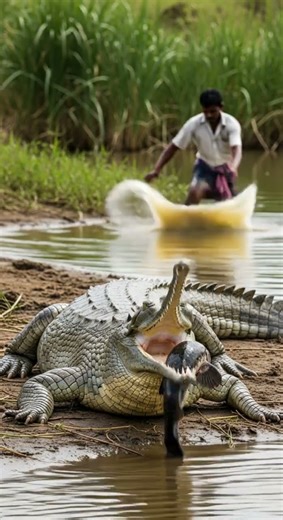 Crocodile’s Mouth Stuck with Slug – Man Saves Heroic Moment Unfolds #wildlife #rescue #nature