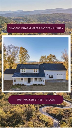 Trombley & Day Group - BHHS on Instagram: "1091 Pucker Street 🏡 2 bedroom, 2 1/2 bath home in Stowe, Vermont Welcome to a beautifully reimagined Vermont homestead where classic charm meets modern luxury—set against the breathtaking backdrop of Mount Mansfield, visible from nearly every room. This quintessential farmhouse has undergone a meticulous top-to-bottom renovation, blending timeless elegance with high-end finishes and thoughtful design. Every detail has been carefully curated to 