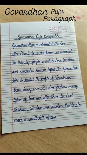 NeelCalligrapher 🧿 on Instagram: "Govardhan Puja Paragraph Writing ✍️ . . #govardhan #paragraphy #writingtips #handwritingtag"