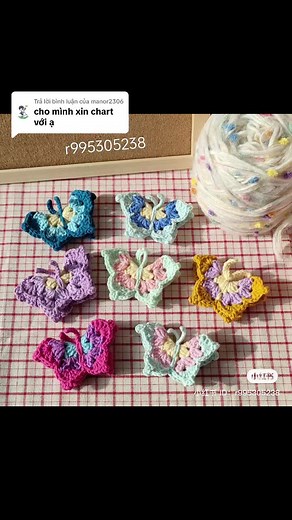 Hướng dẫn móc bướm xinh xắn từ len | Handmade Crochet Charts