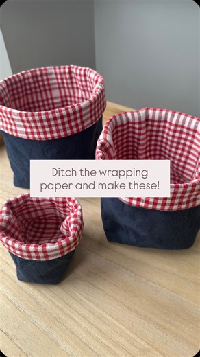 Why not sew fabric baskets to put your gifts in rather than using wrapping paper this year? This super easy beginner sewalong project is brilliant - whether you make for gifts or to keep for yourself. Make large ones for plants, small ones for pens…. the options are endless. If you enjoy my sewalong feel free to buy me a coffee - every cuppa helps me keep these sewalongs free for all. Thanks 🙌 #handmadegift #fabricbasket #beginnersewing | Curious Handmade