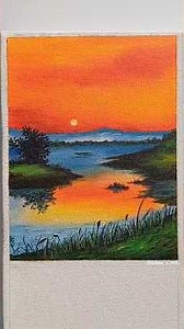 Let's draw twilight on canvas 🧡(part 1) #art #artist #artwork #sunset #viralshorts #fypシ #foryou