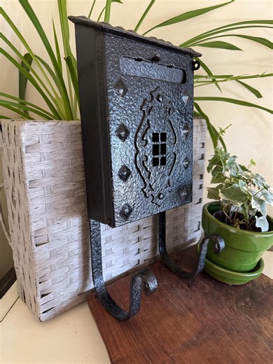 Vintage Black Cast Iron Letter Mail Box | Large Hinged Top Lid | Gothic Style | Wall Mounted With News Paper Hook Arms | Film Set Design - Etsy