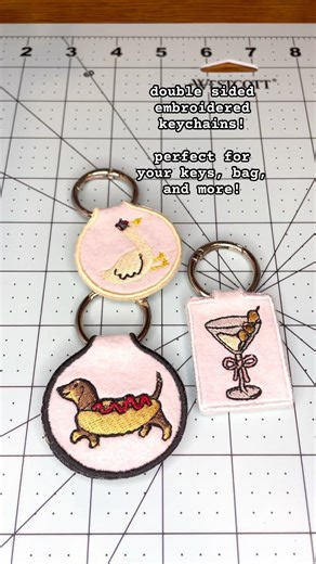 double sided embroidered keychains! #handmadewithlove #keychain #embroiderydesign #bagcharm