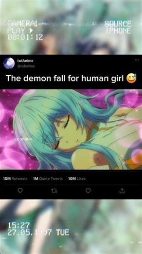 The demon fall for human girl 😅 #anime #animeedit