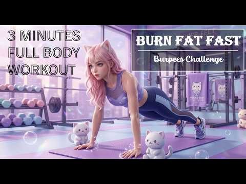 3 Minute Burpee Challenge 🔥 Burn Fat Fast HIIT | Do Daily ⏬ 1kg/week | Motivational Workout Music