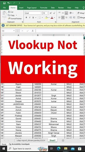 Vlookup not working #excel
