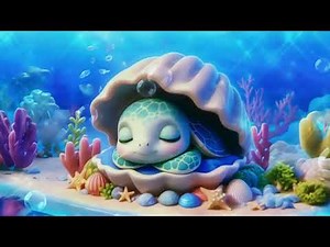 Calming Sleep Music with Gentle Ocean Waves and Cute Sea Turtle | 1 Hour of Relaxation