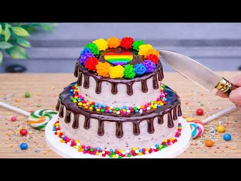 Rainbow Cake 🌈 Amazing Chocolate Drip Candy Cake Decorating ASMR | Mini Bliss