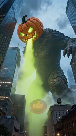 🔥 Giant Pumpkin Monster Attacks the City! 🎃💥 #aivideo #aiart #halloween #halloween2025