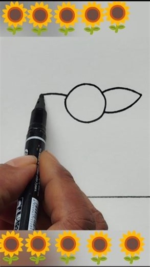 Sunflower Drawing Easy 🌻 | Step by Step Drawing #shorts #sunflowerdrawing