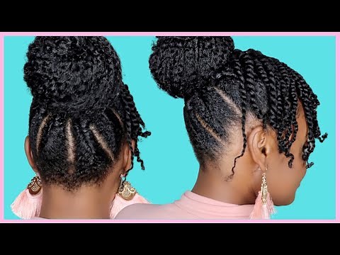 NATURAL HAIRSTYLES FOR BLACK WOMEN | EASY PROTECTIVE STYLE FLAT TWIST UPDO