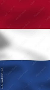 Vertical, portrait video waving national flag of Netherlands. Smooth animation with highly detailed, realistic animated background for social media, screens smartphone. Cloth motion, official colors.