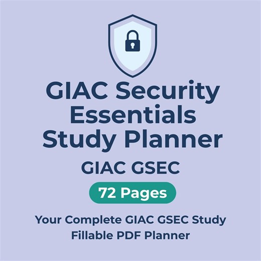 GIAC Security Essentials Exam GSEC Certification Study Planner Exam Prep PDF Planner Digital Download Instant Access - Etsy