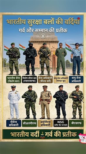 भारतीय सुरक्षा बलों की वर्दी कोड❓Uniform Code of Indian Security Forces #gk #popular #ssc