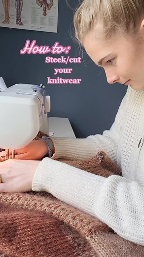 Secure Method for Steeking/Cutting Knitwear