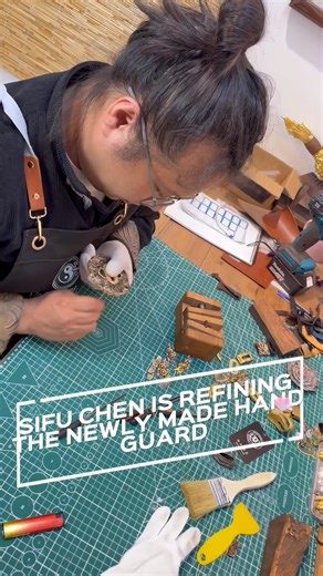Swords making process—polishing the hand guard. #swordsmanship #forgedinfire #masterpiece