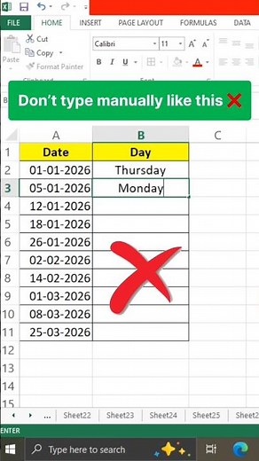 Find Day from Date in Excel | TEXT Formula Trick | Excel Tips || #excel #exceltips #exceltricks