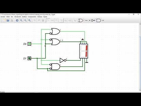 Digital Simulator Tutorial (p1): 2-bit to 7-segment binary decoder with logic gates