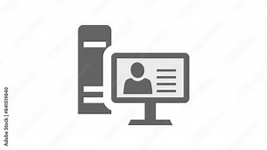 Computer monitor screen people profile list animation gray color on white background Stock Video