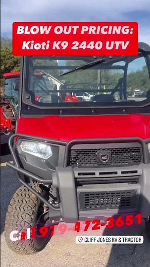 UNHEARD OF PRICE On Our 2025 Kioti Utility Vehicles K9 2400 4x4 UTV w/Windshield & Roof!