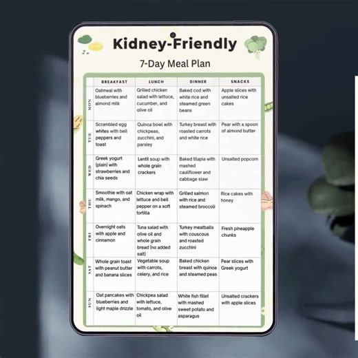 Kidney Friendly Meal Plan | Renal Diet 7 Day Meal Plan | Low Sodium Low Potassium Foods | Printable PDF | Diet Plan PDF | Meal Planner - Etsy