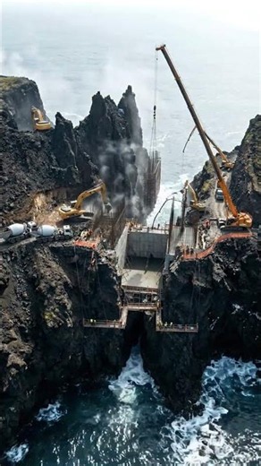 From Volcanic Cliffs to Glass-Bottom Bridge in Seconds #shorts #construction