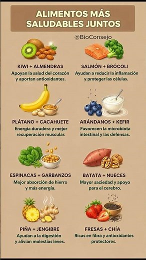 🥝 ESTOS ALIMENTOS SON MÁS SALUDABLES JUNTOS