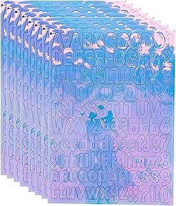 8 Sheets Alphabet Stickers 1008 Pcs Letters and Numbers Stickers Self Adhesive Alphabet Decals for Scrapbook Mailbox Window Door Sign Address Number DIY Crafts Art Making