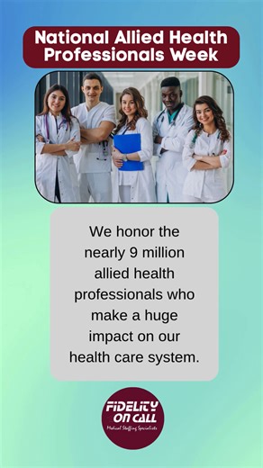 It's the start of National Allied Health Professionals Week & we are proud of our elite team members! 💙 #AlliedHealthWeek #alliedhealth #travehealth #travelhealthcare | Fidelity On Call, Ltd.