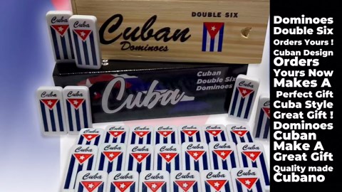 PRK 14 Cuban Double Six Dominoes Set - Classic Cubano Flag Combo Design with Wooden Box, Engraved Cuban Flag, Quality Tiles for Authentic Domino Experience