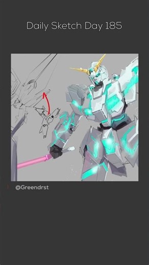 Day 185 of Drawing Mech Concepts #art #greendrst #gundam #mech