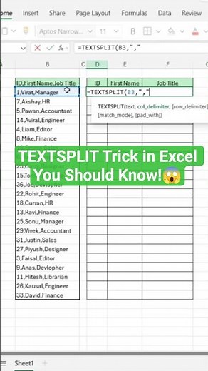 Stop Using Text to Columns! Use TEXTSPLIT in Excel Instead 🔥#shorts