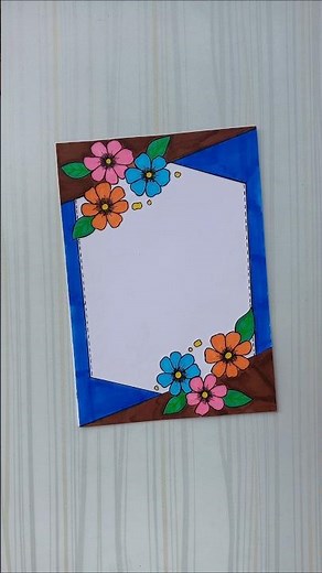 Colorful Blue & Brown Frame Border Design | 6 easy border design/Project/Priyanka Gunwal #shorts