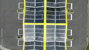 This solar carport design incorporates photovoltaic panels, promoting clean, renewable, and sustainable energy