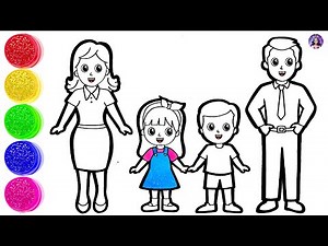 Happy Family Drawing and Coloring Page for kids - How to draw a Family - Hi LiLisa