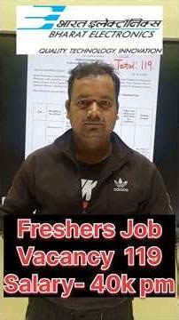 BEL Recruitment 2025 l Freshers Job l Complete Details