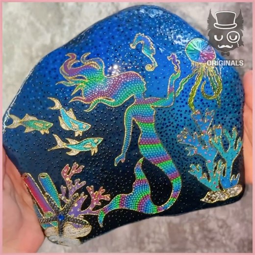 Turning a Stone into Art ! 🧜🏻‍♀️🌈🐙 | Simple