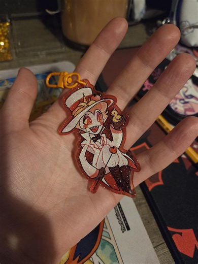 FINAL SALE Hazbin Hotel-alastor, Vox, Angel Dust, Lucifer Keychains Glitter 7cm - Etsy