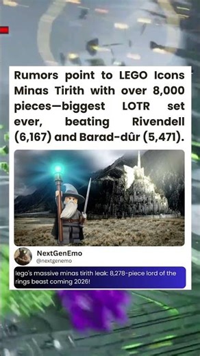 lego's massive minas tirith leak: 8,278-piece lord of the rings beast coming 2026! #lego