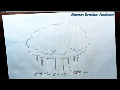 How to draw Banyan tree drawing very easy step by step 😍