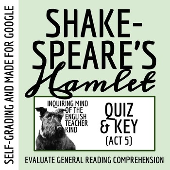 Hamlet Act 5 Quiz and Answer Key | Shakespeare Assessment | Self-Grading