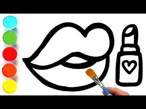 How to draw Lips & LipsticK Drawing Painting & Colouring for kids‪@Artworld06‬