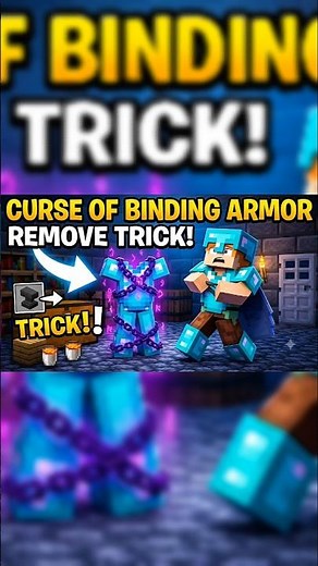 Curse of Binding Armor Remove Trick! 😱 #minecraftshorts